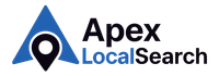 The Apex Local Search logo has a blue triangle and a black pin.
