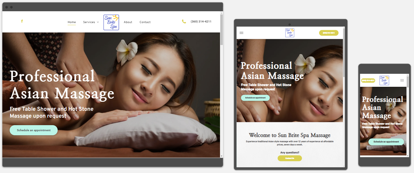 A screenshot of a website for a professional asian massage.
