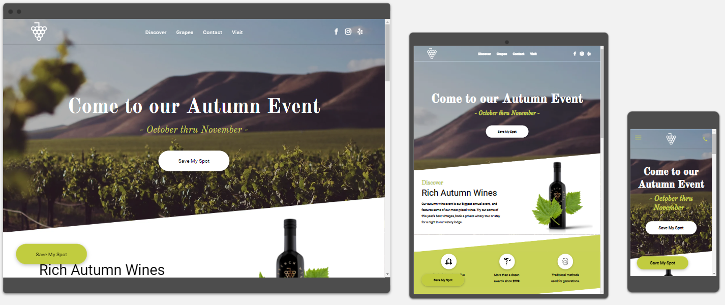 A screenshot of a website on a tablet , phone and computer.