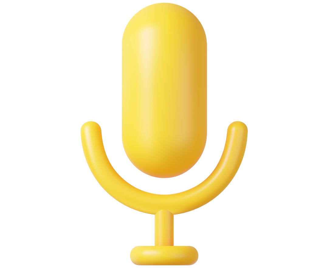 A yellow microphone icon on a white background.