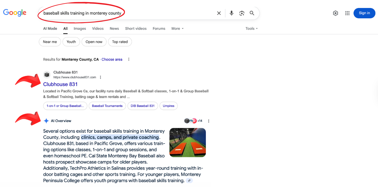 A Google search page with a red circle around the word Google