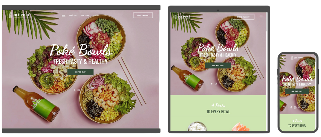 A screenshot of a website on a tablet and a phone.