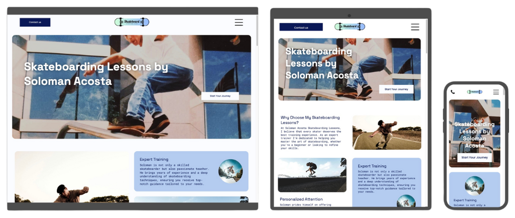 A screenshot of a website on a tablet and a phone.