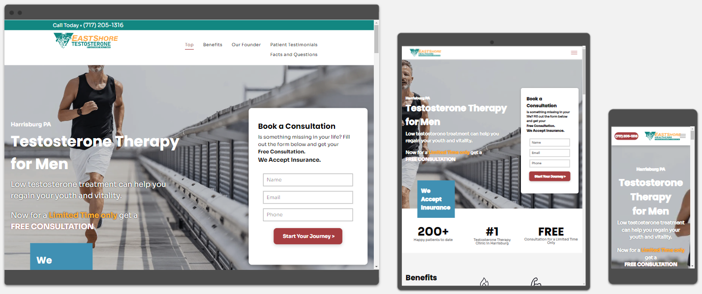 A man is running on a bridge on a website.