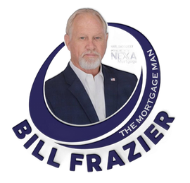 Bill Frazier, The Mortgage Man, in a blue and white logo.