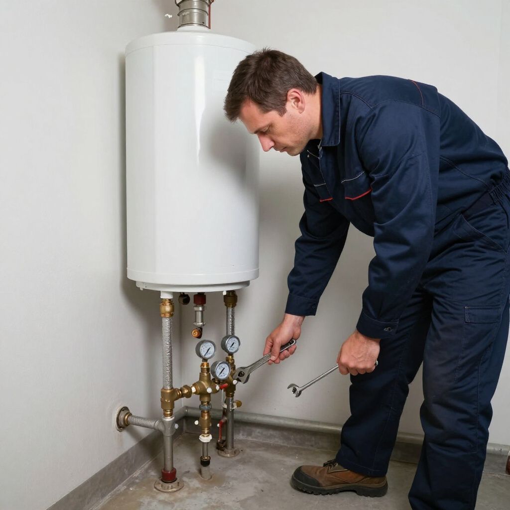 plumber repairing water heater pipes in Rancho Cucamonga CA