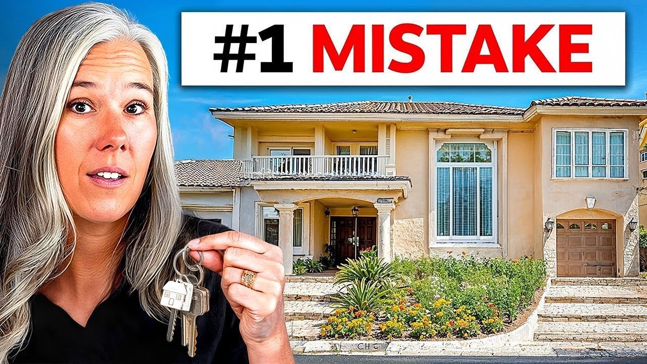 Woman holding keys in front of a house, text says