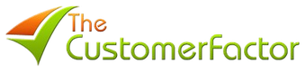 A logo for the customer factor with a green check mark