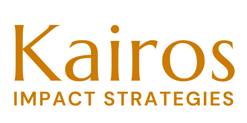 Kairos Impact Strategies logo in gold lettering.