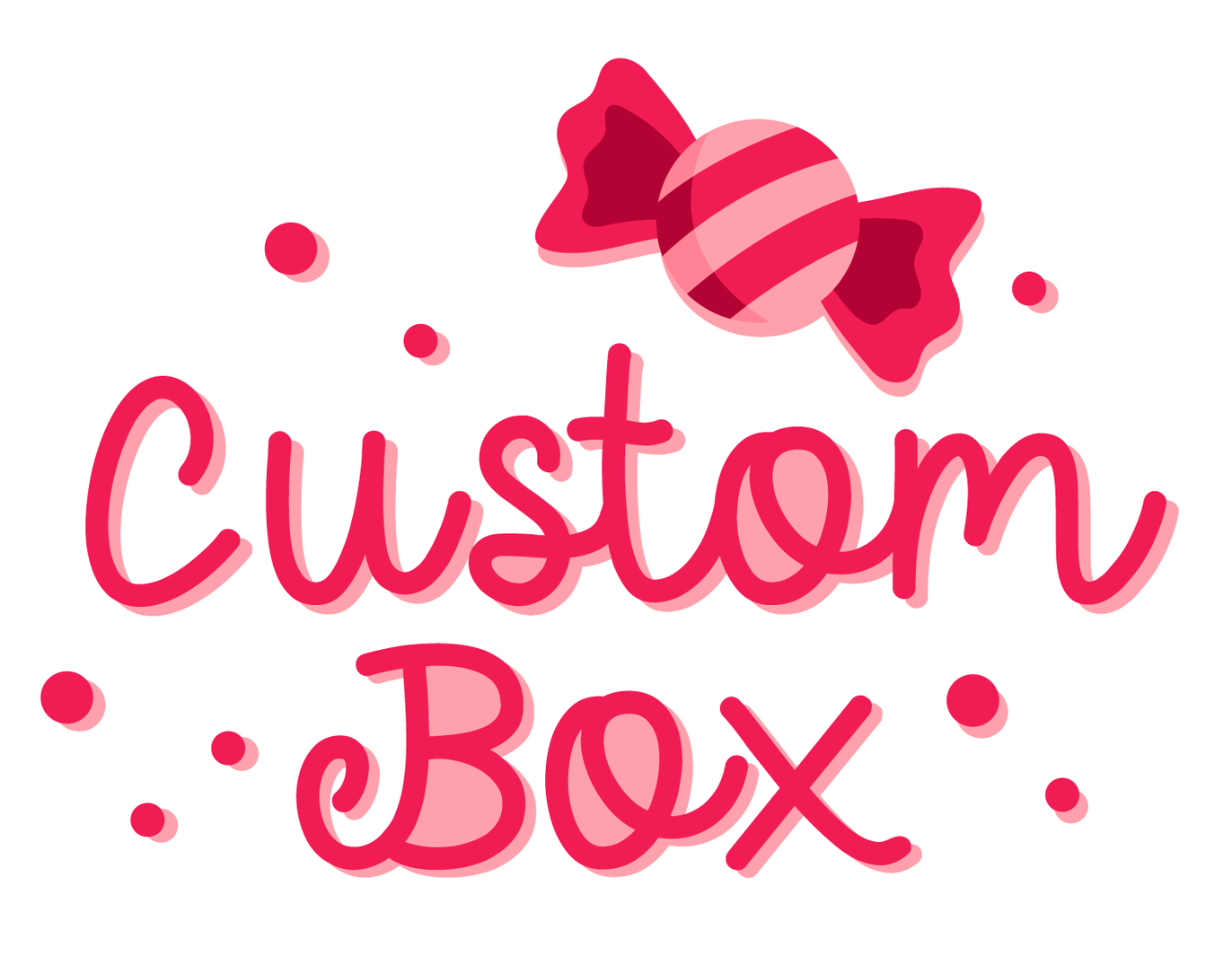 Un logotipo para una caja personalizada con un lazo de caramelo.