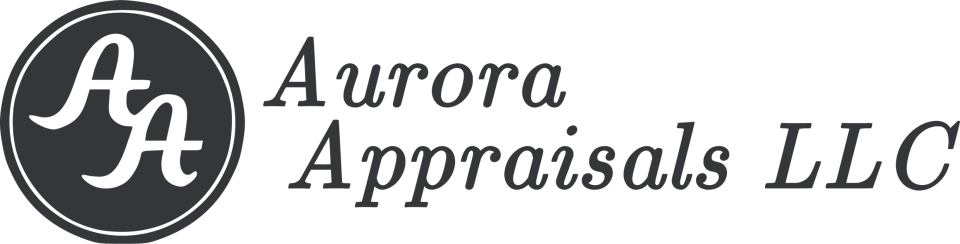Logo for Aurora Appraisals LLC: circular emblem with "AA" inside, text "Aurora Appraisals LLC" to the right.