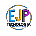 Um logotipo colorido da ejp tecnologia é mostrado em um fundo branco.