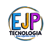Um logotipo colorido da ejp tecnologia é mostrado em um fundo branco.