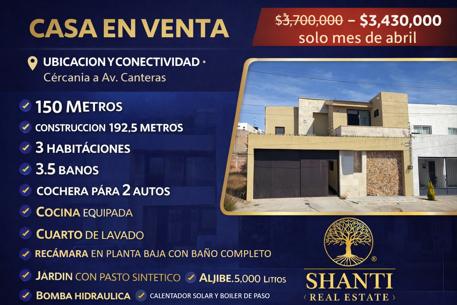 ?¡BAJA DE PRECIO SOLO POR ABRIL! DE $3,700,000 A $3,430,000