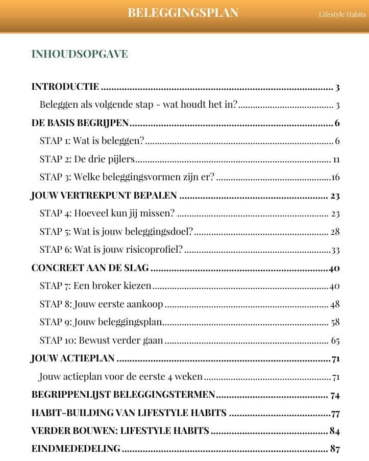Beleggingsplan: beginnen met beleggen in 10 stappen. Cursus - ebook: cover. Lifestyle Habits
