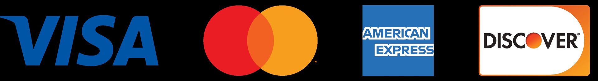Creditcards: VISA, Mastercard, American Express, Discover