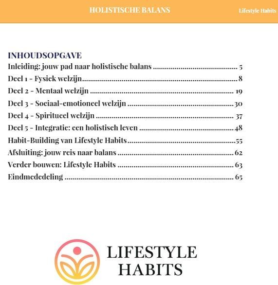 Holistische Balans: jouw gids voor meer balans, veerkracht en welzijn. Ebook cover. Lifestyle Habits
