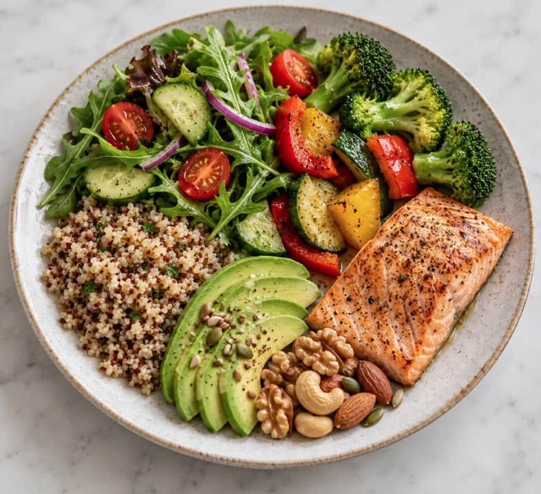 Bord met gezonde voeding voor een gezonde leefstijl. Lifestyle Habits