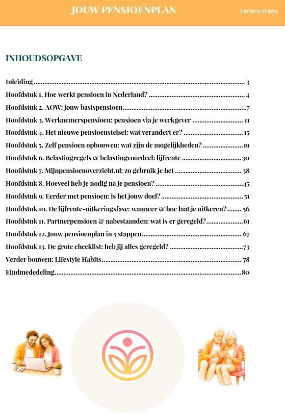 Jouw Pensioenplan: inzicht & (extra) pensioen opbouwen. Cursus - ebook: cover. Lifestyle Habits