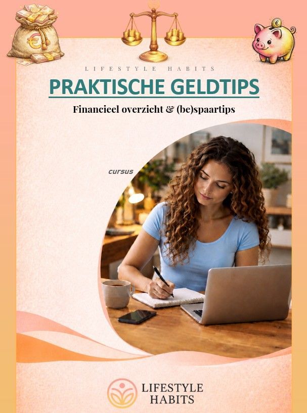 Praktische Geldtips: financieel overzicht & (be)spaartips. Cursus cover. Lifestyle Habits