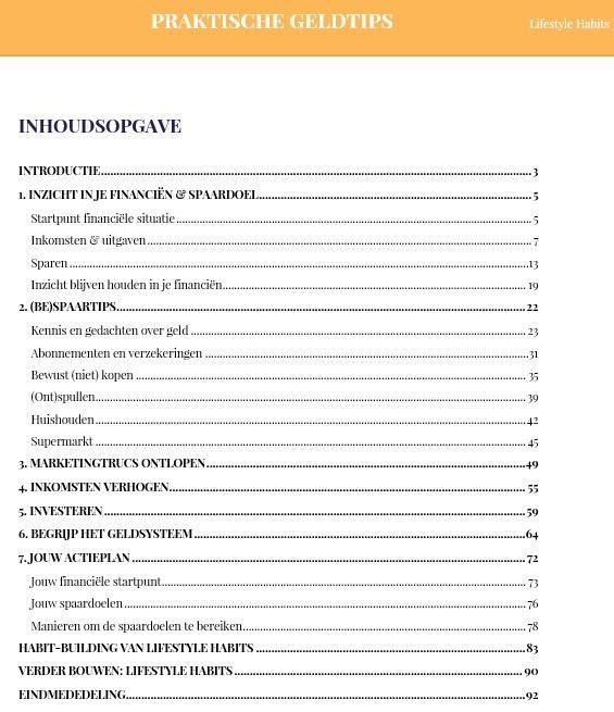 Praktische Geldtips: financieel overzicht & (be)spaartips. Cursus - ebook: cover. Lifestyle Habits