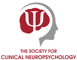 Logo of The Society for Clinical Neuropsychology: red brain inside a gray head silhouette with a white Psi symbol.