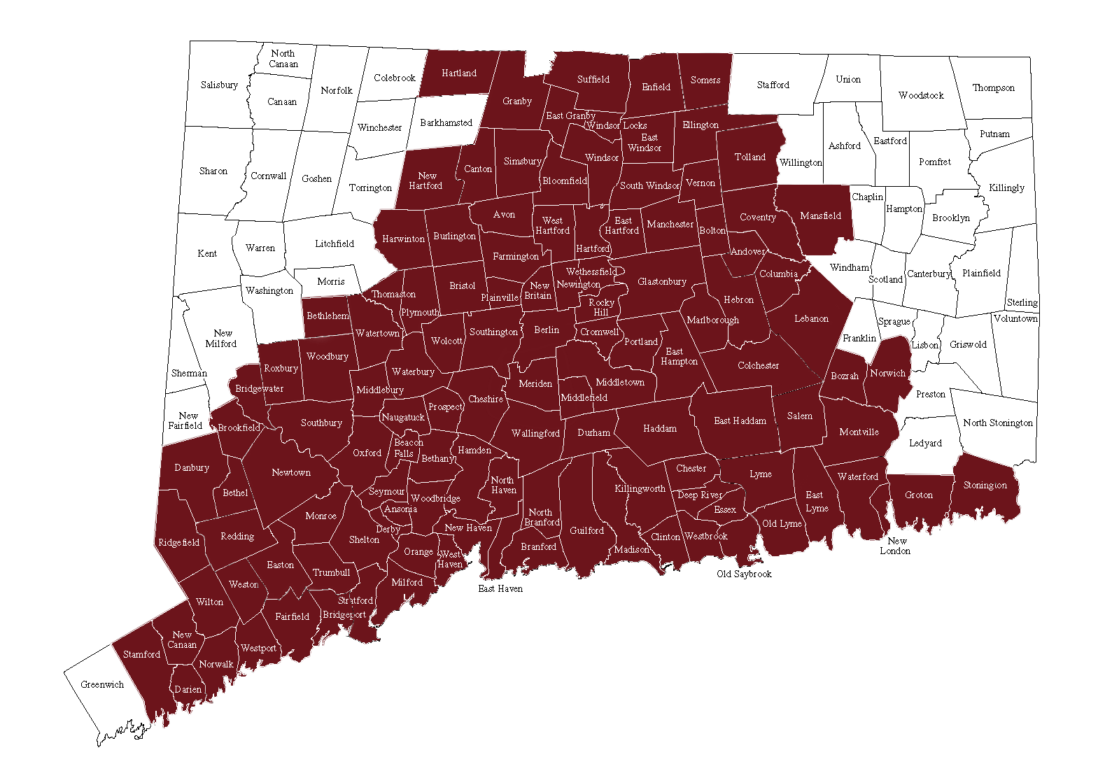Areas we serve in Conncticut