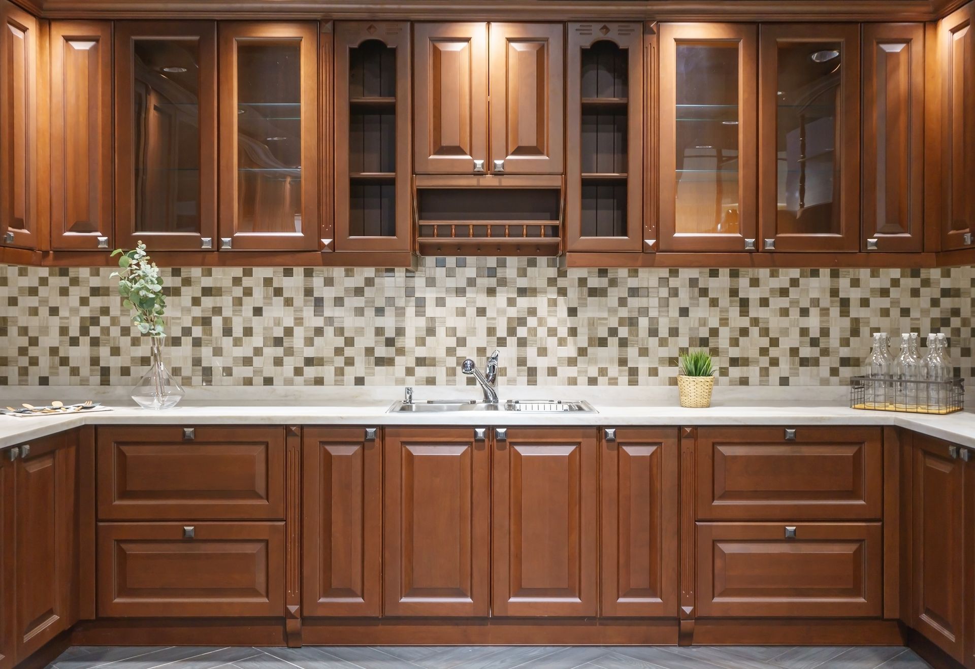 Kitchen cabinets.