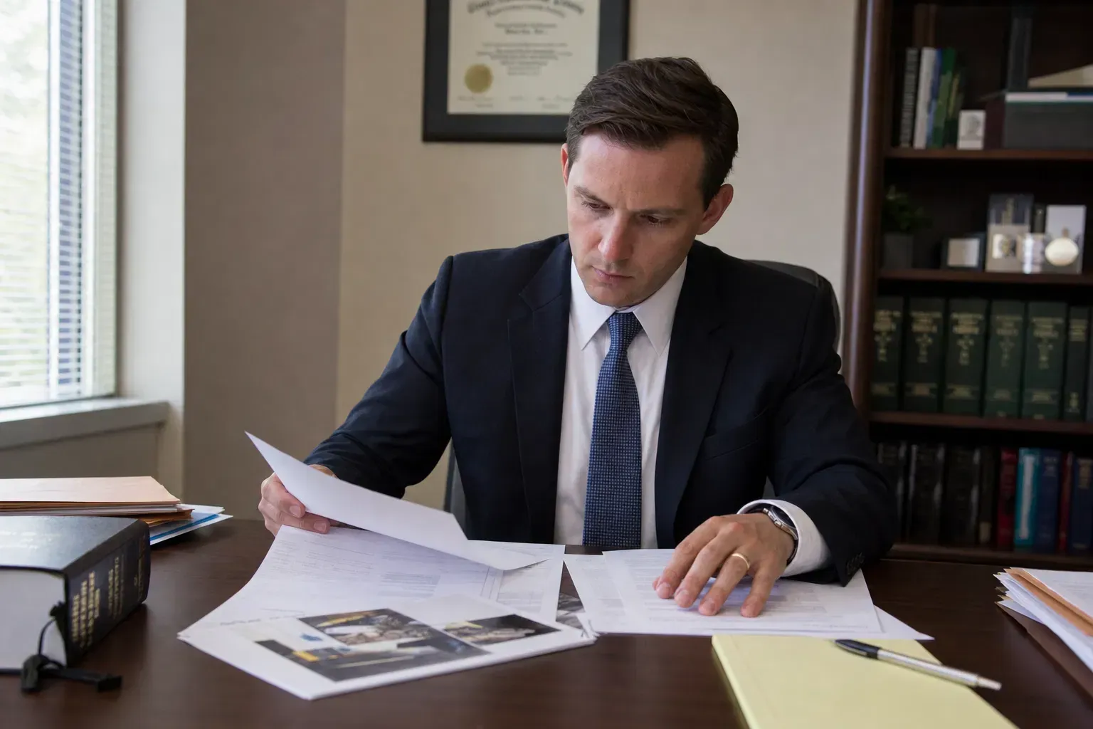 Attorney reviewing legal documents