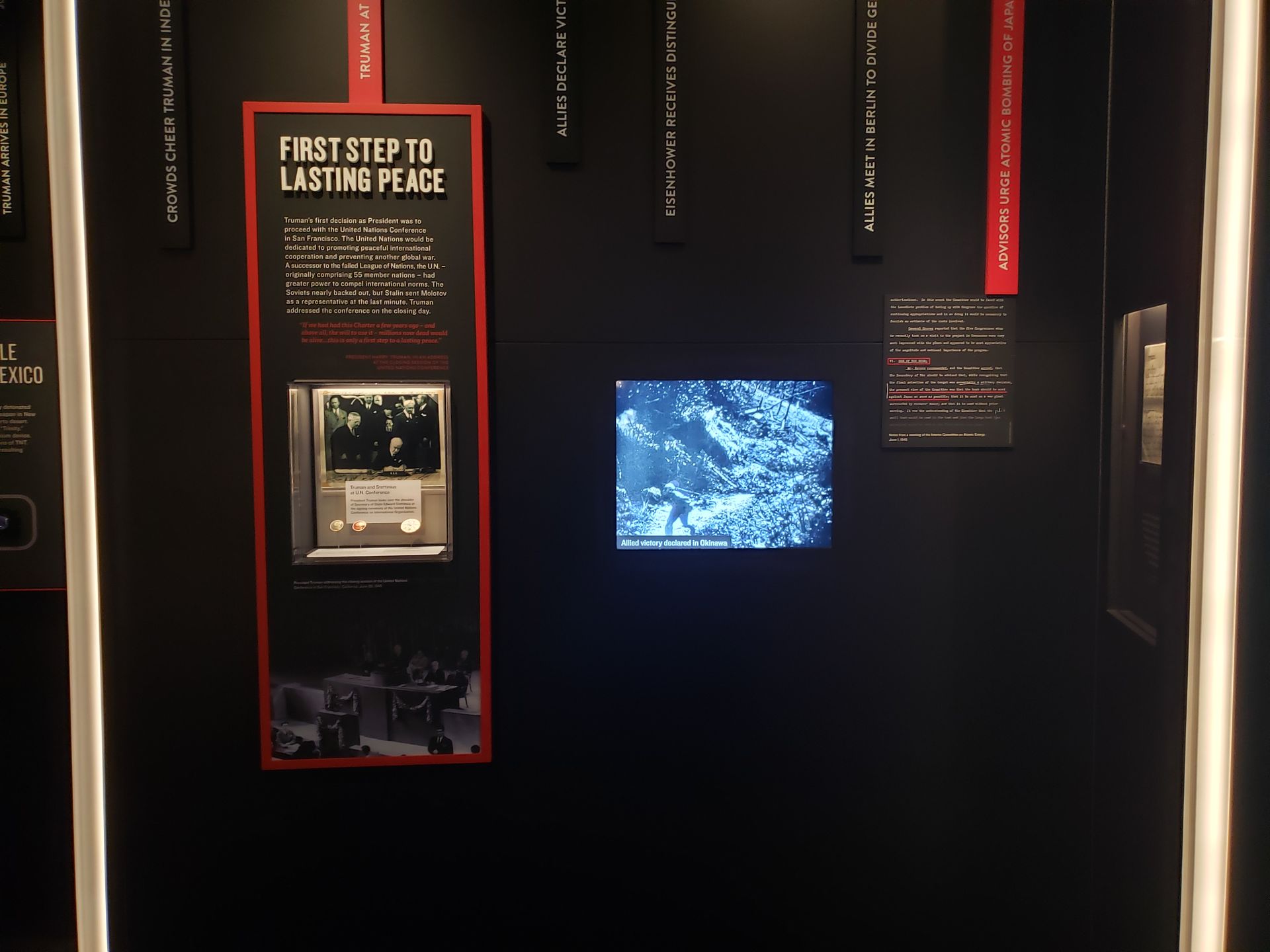 A sign on a wall that says first step to lasting peace