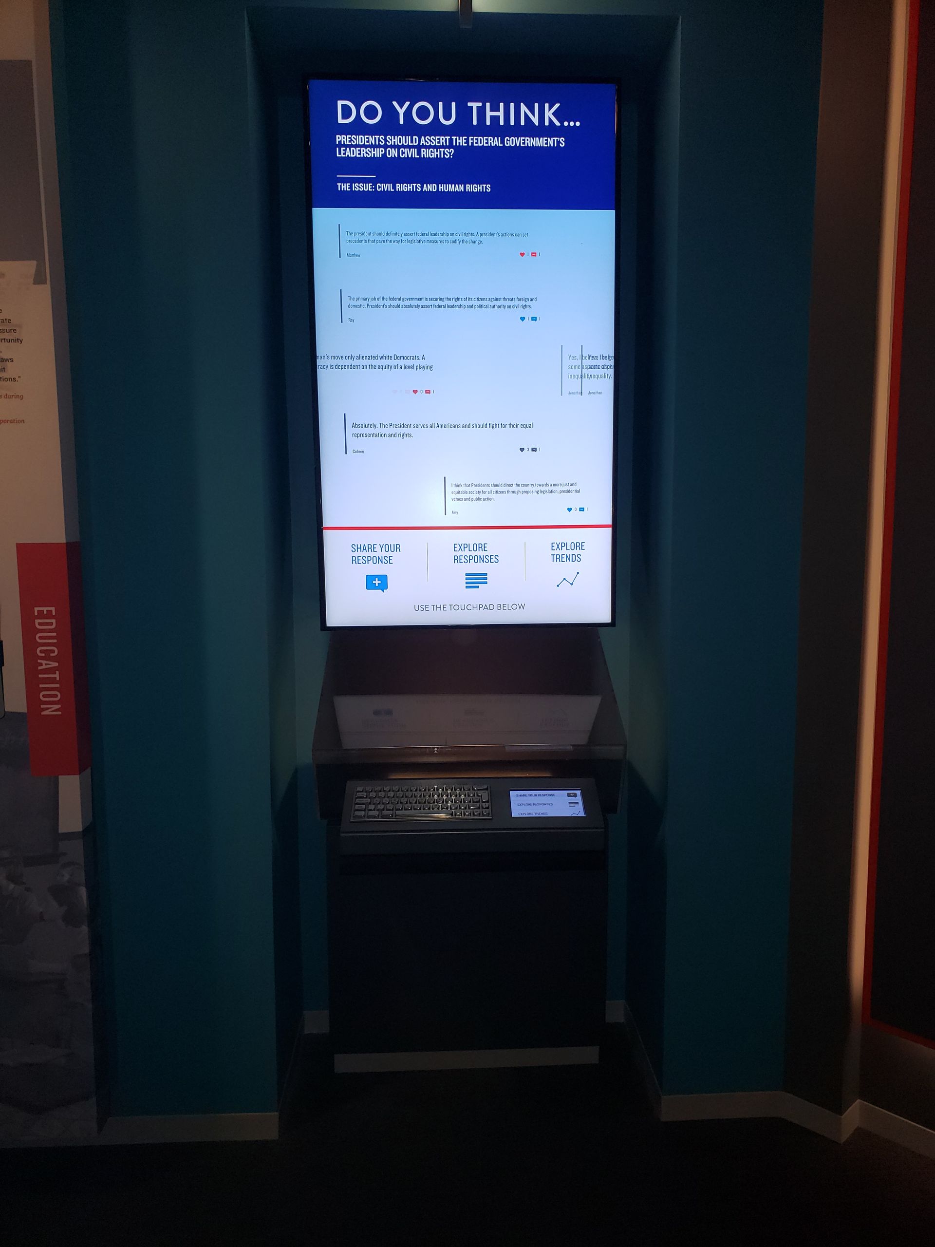 A screen that says do you think on it