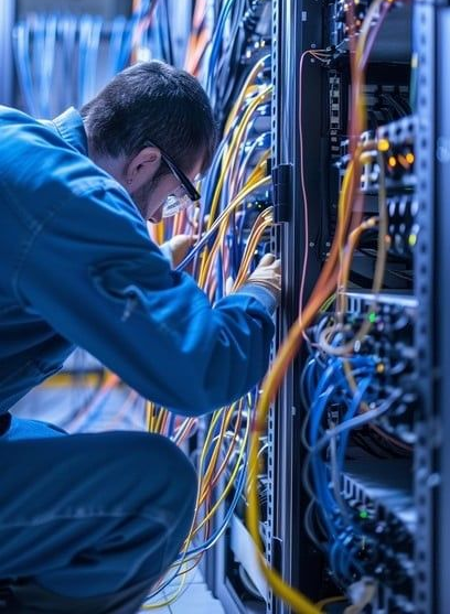 A group of people are sitting around a table in a conference room.