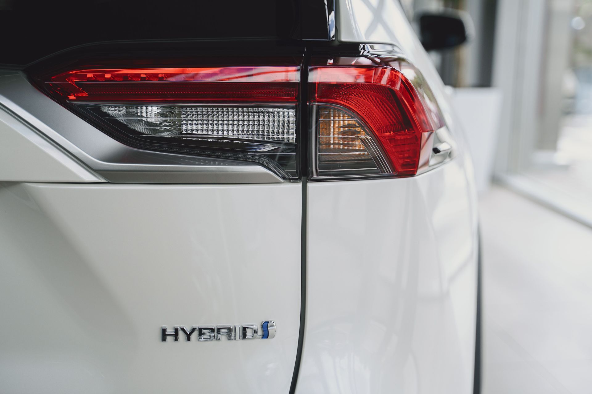 Hybrid Vehicle White Rear Panel