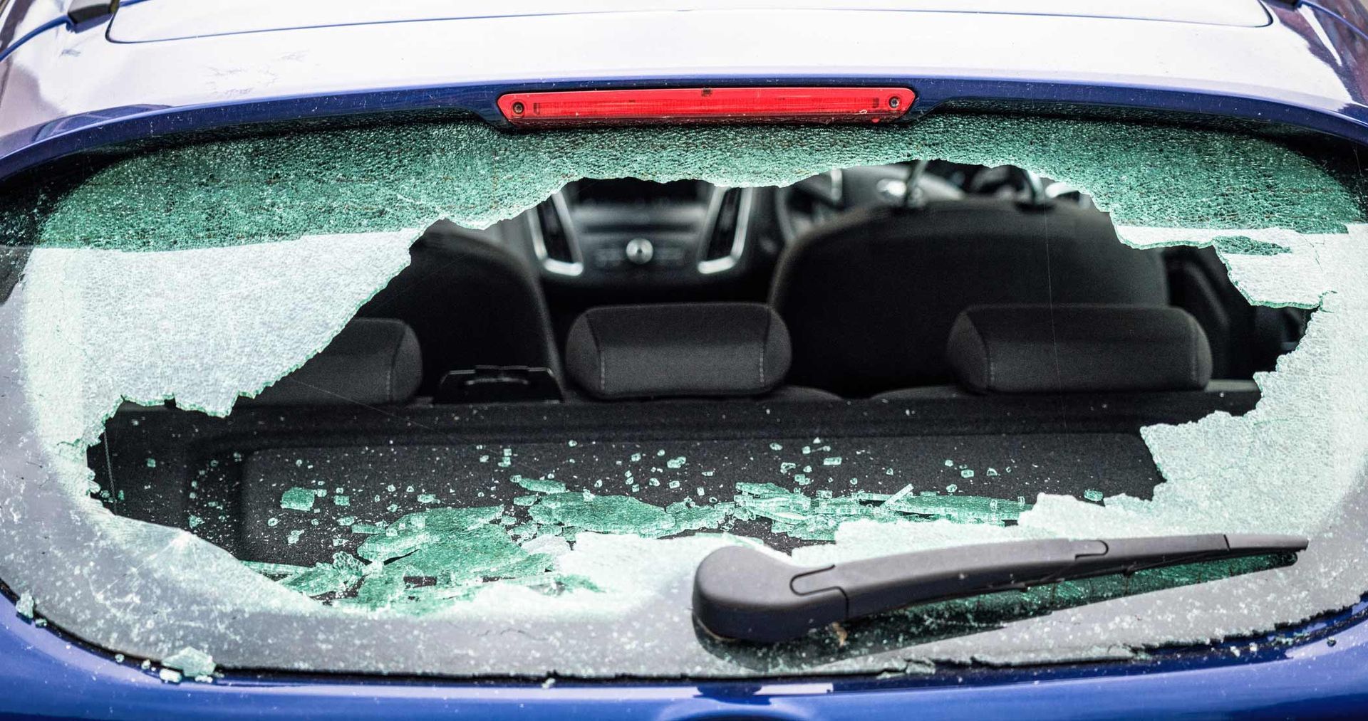 A Blue Car with A Broken Windshield and A Rear View Mirror | Perth, WA | Perth Windscreens and Autoglass