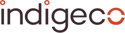 A logo for indigeco is shown on a white background.