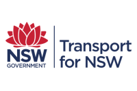 The logo for transport for nsw is a lotus flower.