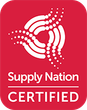 Supply nation certified logo on a red background