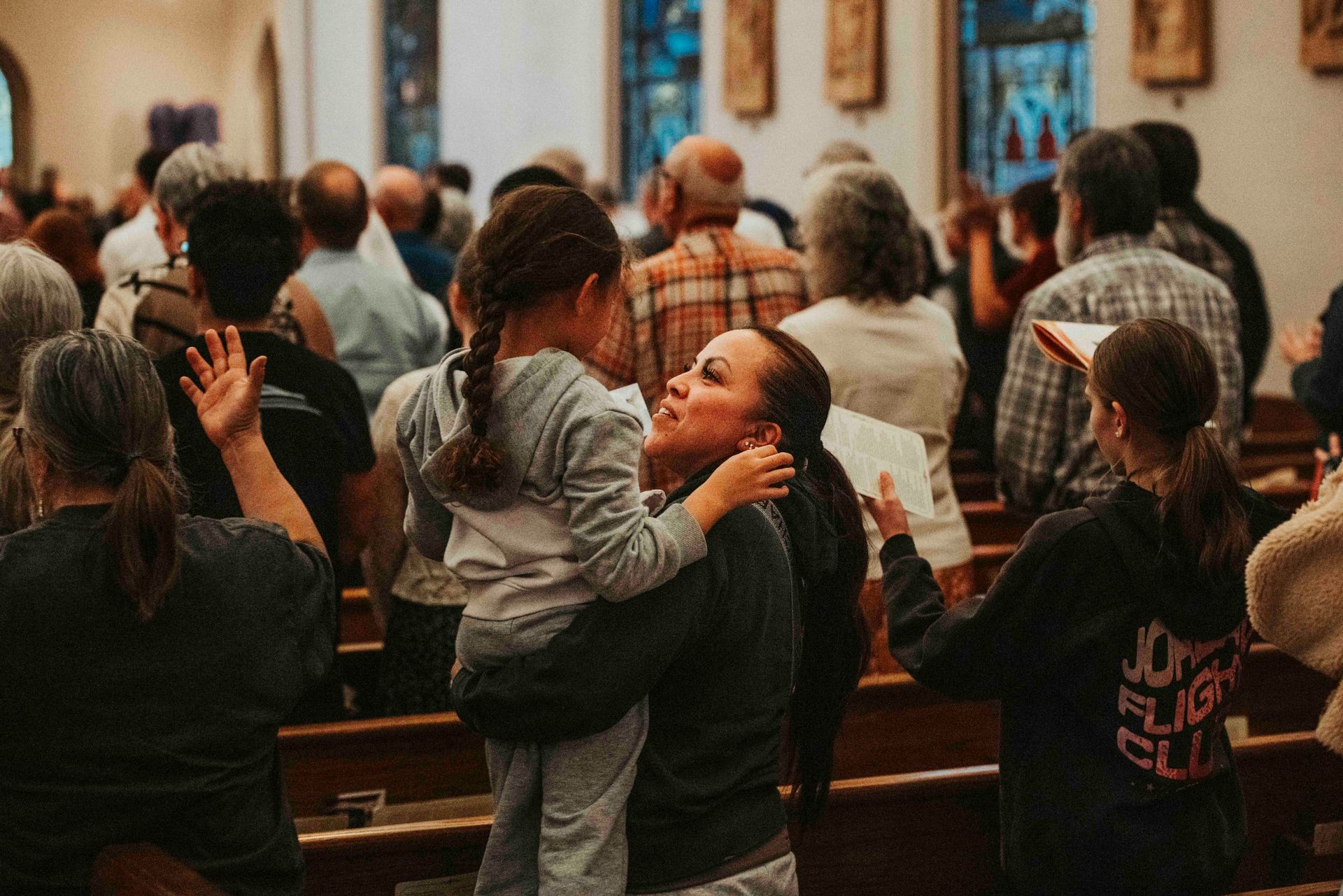Community gathering for Mass
