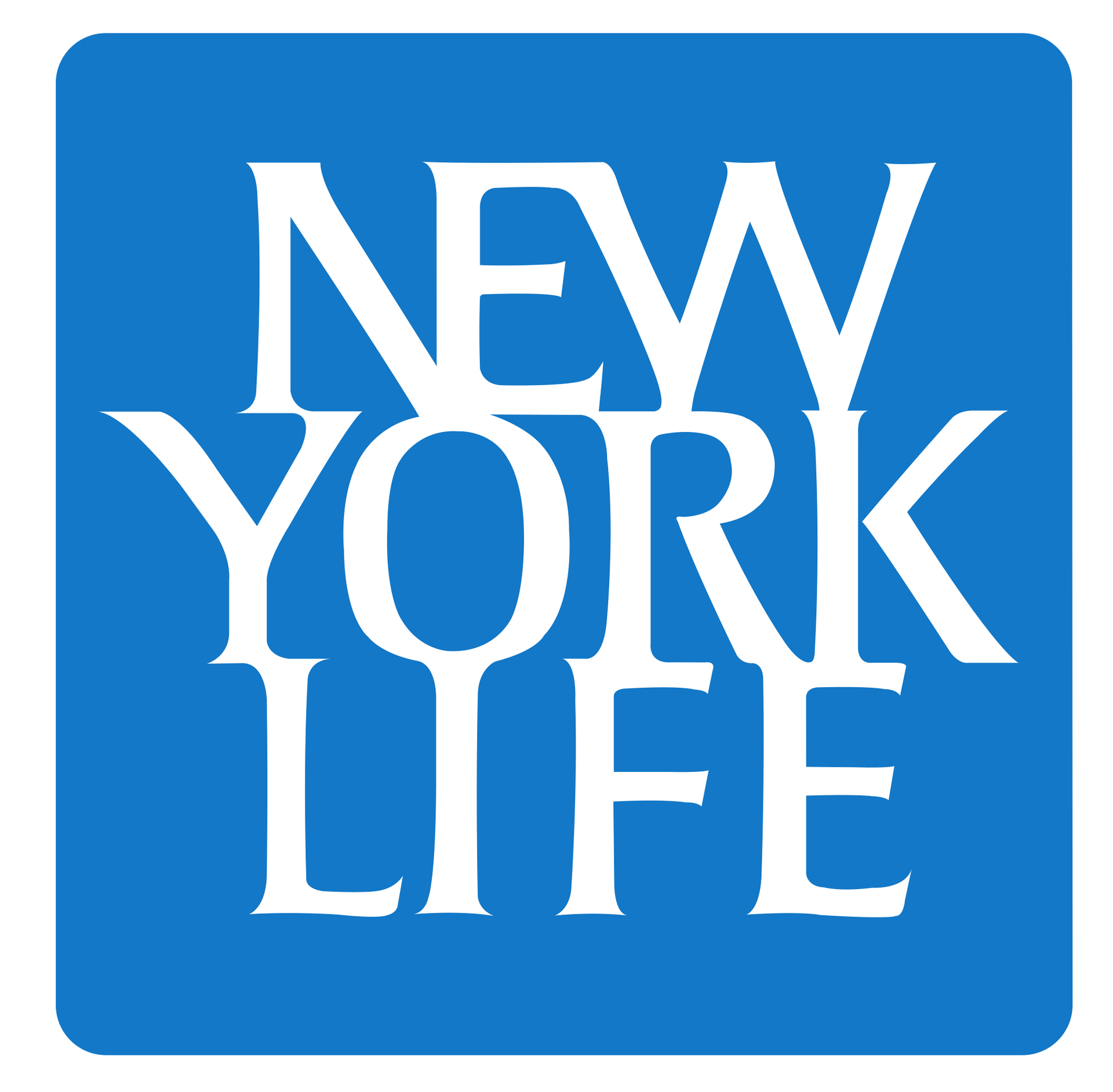 A blue and white logo for new york life