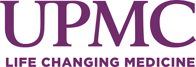 The logo for upmc life changing medicine is purple and white.