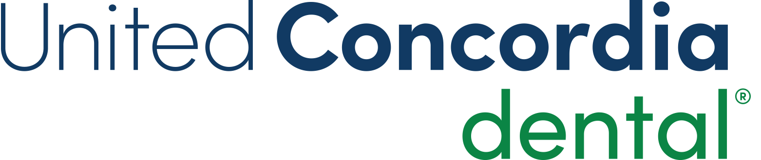 The logo for united concordia dental is blue and green