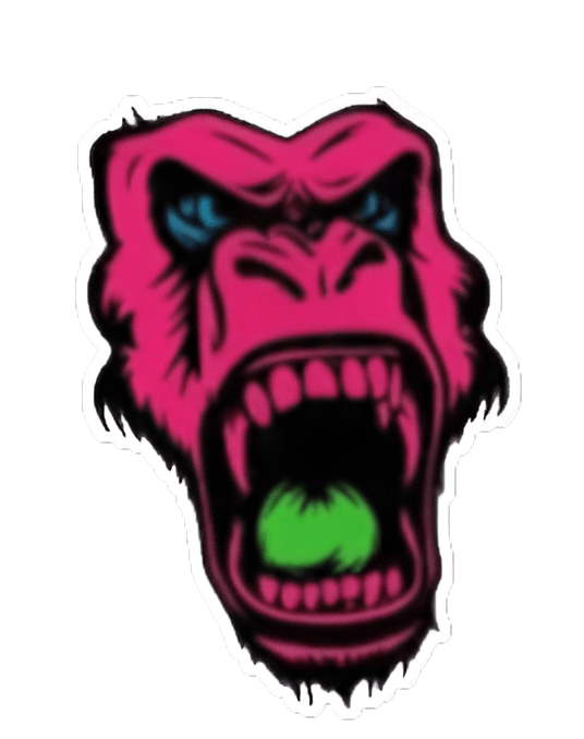 A hot pink gorilla head.
