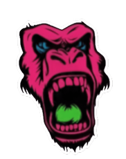 A hot pink gorilla head.