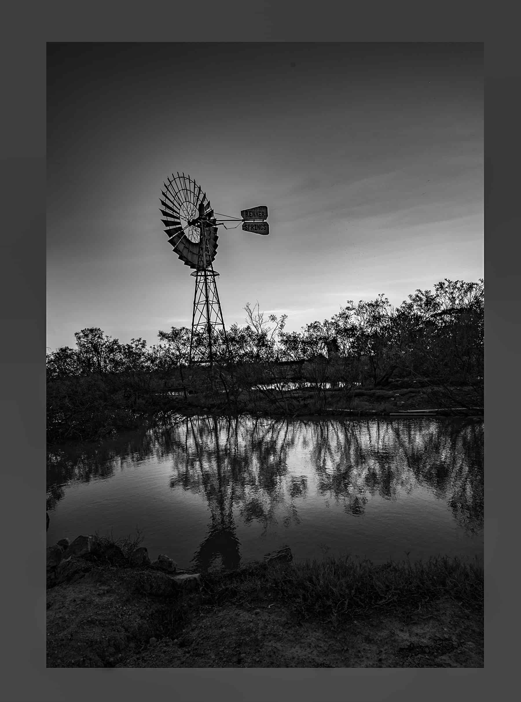 Black and White Reflections of a Farm Windmill — Up Here Photography in Rosebery, NT
