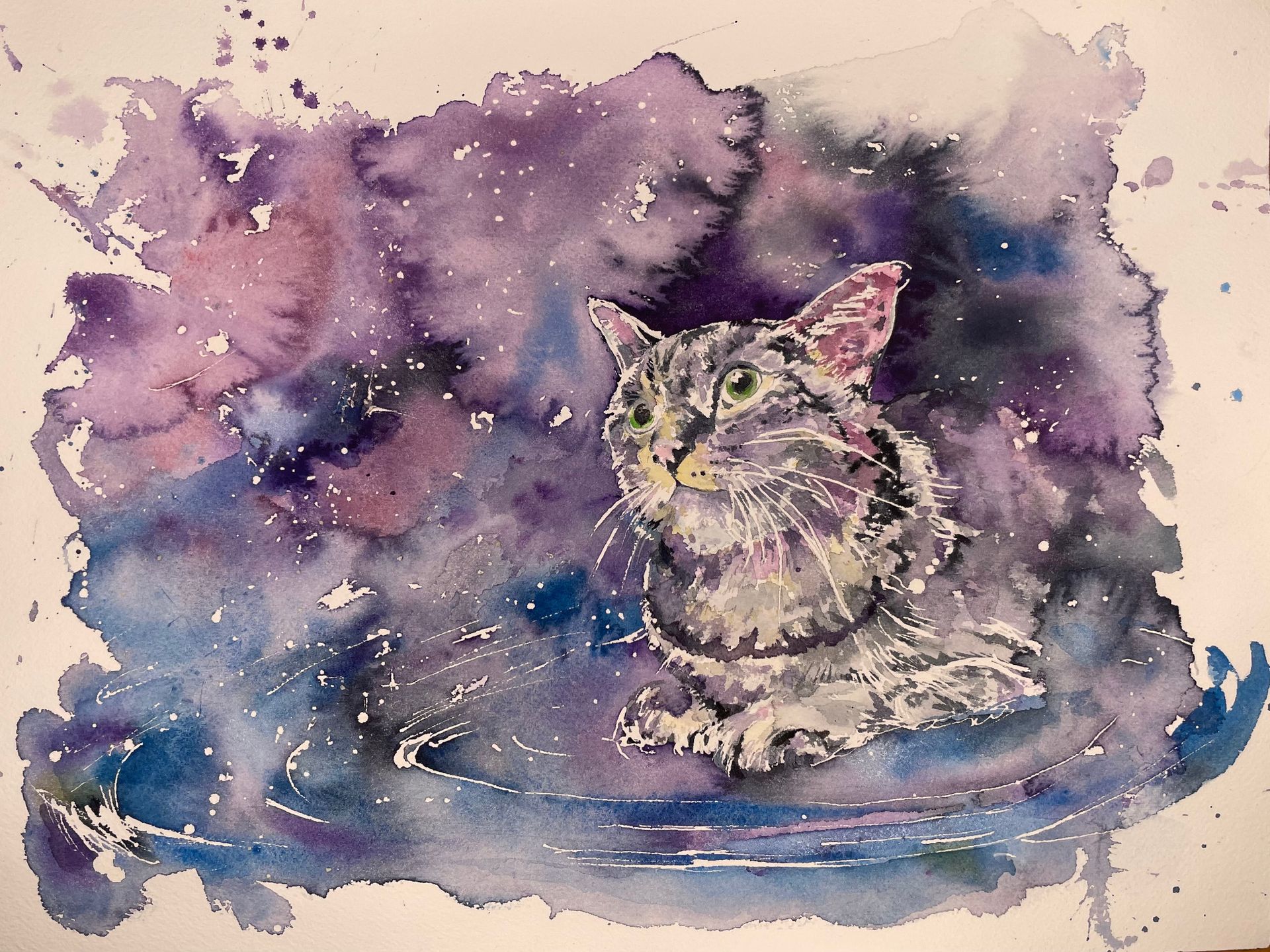 Woman with grayscale face, bright red poppies in her hair.