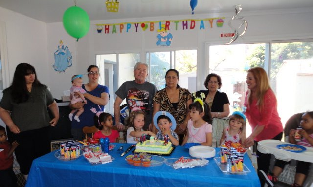 Celebrating a birthday at Anna's Day Care in Santa Clara, CA