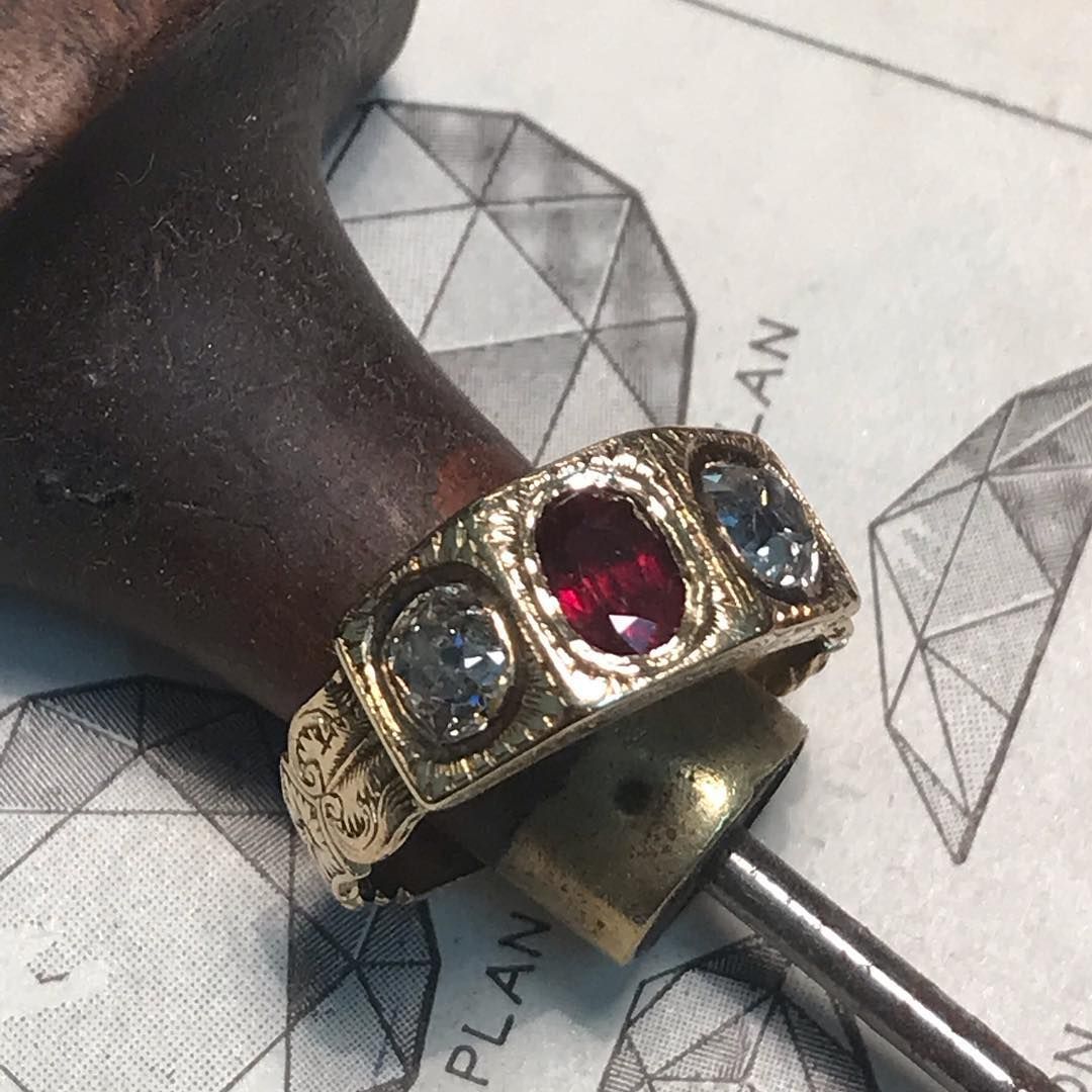 A Gold Ring with 3 Gemstones — Burchell's Jewellers In Bowral, NSW