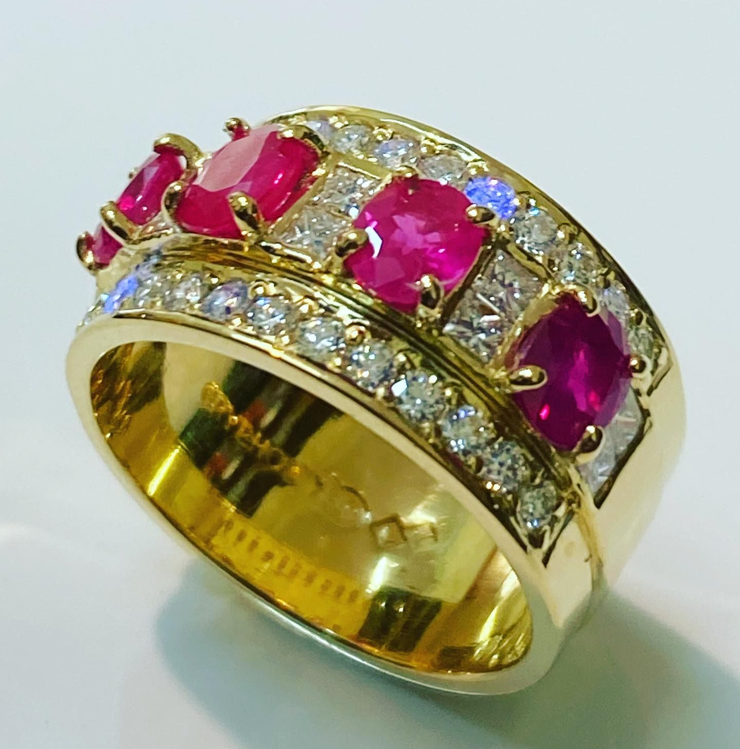 Gold Ring With Vibrant Red Rubies And Diamonds — Burchell's Jewellers In Bowral, NSW