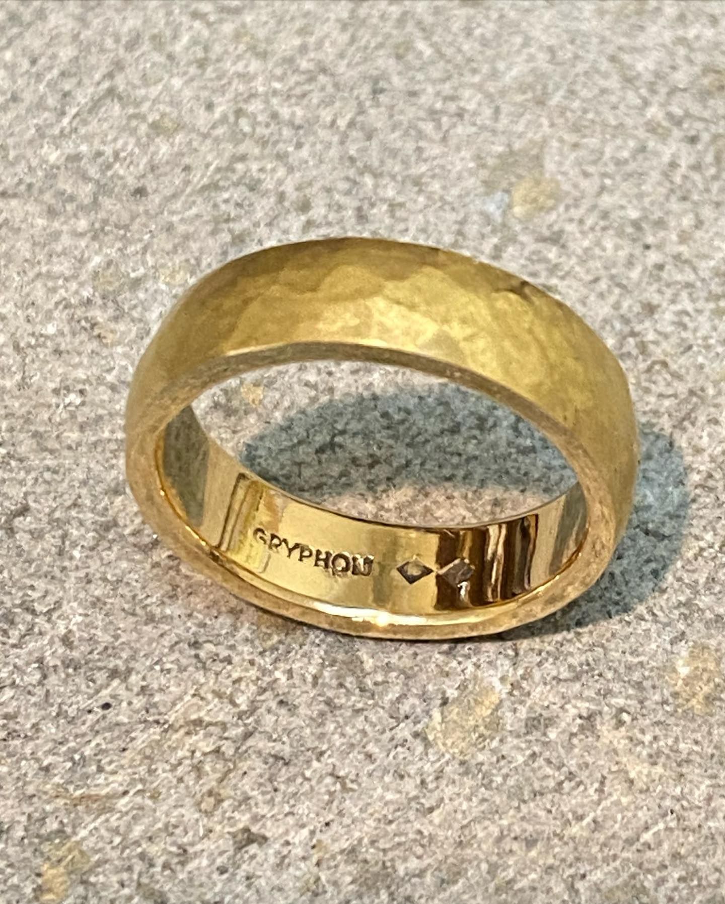Gold Hammered Ring And A Diamond-shaped Mark — Burchell's Jewellers In Bowral, NSW