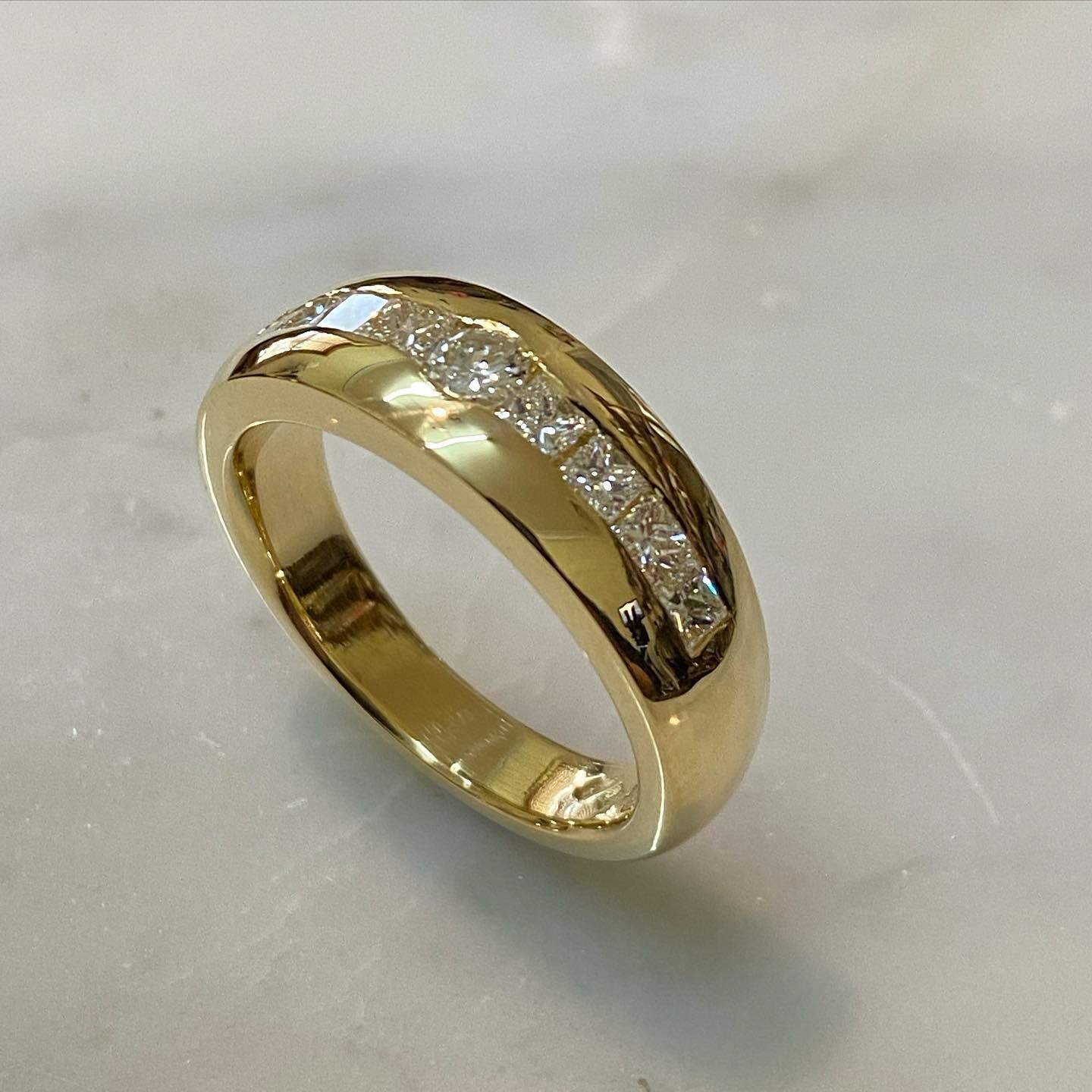 Gold Ring With Princess-cut Diamonds Set Across The Top — Burchell's Jewellers In Bowral, NSW